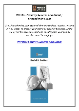 Wireless Security Systems Abu Dhabi | Mawadonline.com