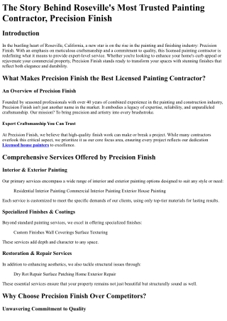 The Story Behind Roseville_s Most Trusted Painting Contractor, Precision Finish