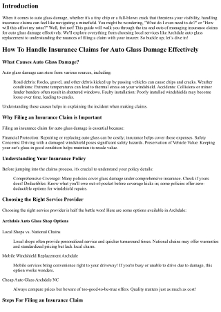 How To Handle Insurance Claims for Auto Glass Damage Effectively