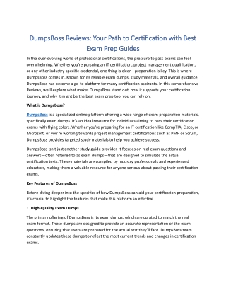Dumps Boss Review: Your Ultimate Guide to Certification Success