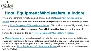 Hotel Equipment Wholesalers in Indore