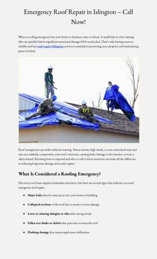 Expert Roof Repair in Islington | The Construction Solutions Group