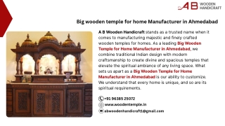 Big wooden temple for home Manufacturer in Ahmedabad