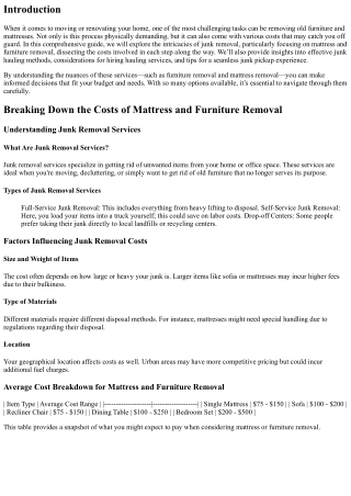 Breaking Down the Costs of Mattress and Furniture Removal