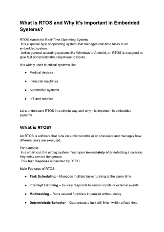 What is RTOS and Why It’s Important in Embedded Systems – IIES Bangalore