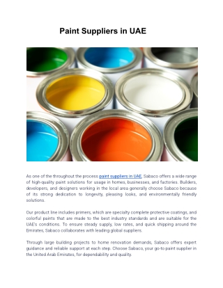 Paint Suppliers in UAE