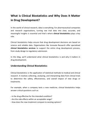 What is Clinical Biostatistics and Why Does It Matter in Drug Development?