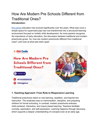 How Are Modern Pre Schools Different from Traditional Ones