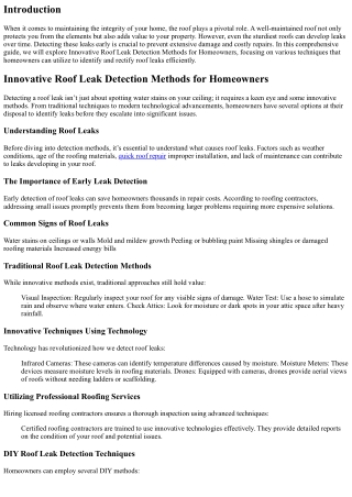 Innovative Roof Leak Detection Methods for Homeowners