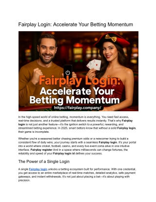 Fairplay Login_ Accelerate Your Betting Momentum