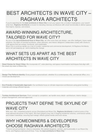 Best Architects in Wave City Raghava Architects