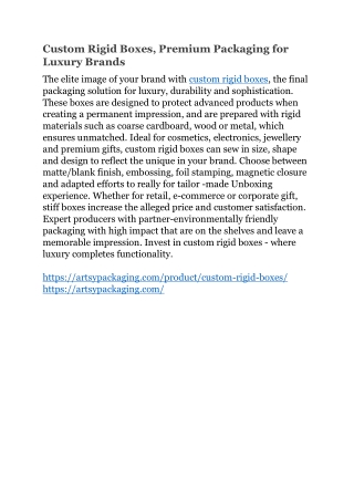 Custom Rigid Boxes, Premium Packaging for Luxury Brands