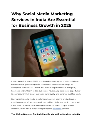 Why Social Media Marketing Services in India Are Essential for Business Growth in 2025