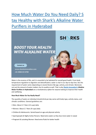 how much water do you need to drink? Stay Healthy with Shark’s Alkaline Water