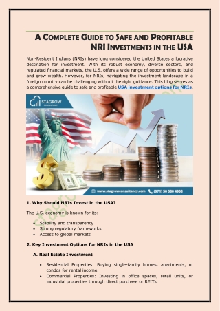 A Complete Guide to Safe and Profitable NRI Investments in the USA
