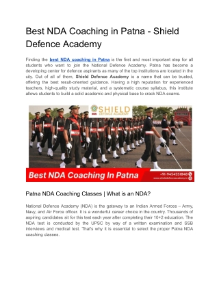 Best NDA Coaching in Patna - Shield Defence Academy (1)