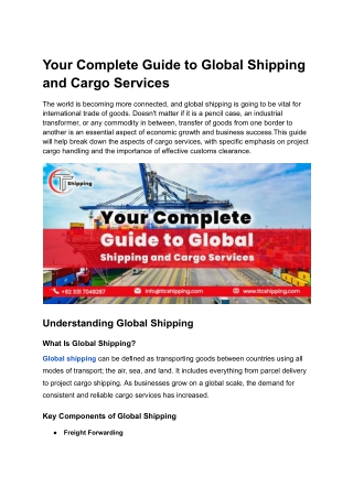 Your Complete Guide to Global Shipping and Cargo Services