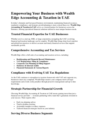 Wealth Edge Accounting and Taxation in UAE
