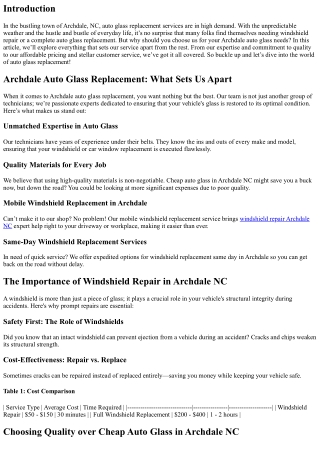 Archdale Auto Glass Replacement: What Sets Us Apart