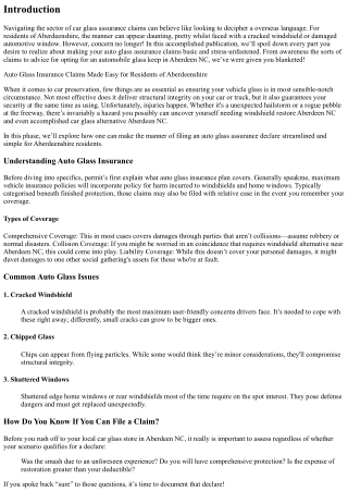 Auto Glass Insurance Claims Made Easy for Residents of Aberdeenshire