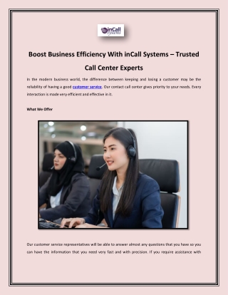 Boost Business Efficiency With inCall Systems – Trusted Call Center Experts