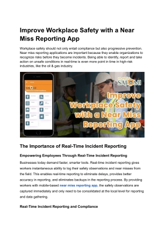 Improve Workplace Safety with a Near Miss Reporting App