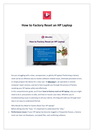 How to Factory Reset an HP Laptop
