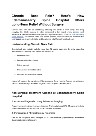 Chronic Back Pain_ Here’s How Edamanasserry Spine Hospital Offers Long-Term Relief Without Surgery