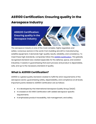 ISO Certification for Aerospace Industry