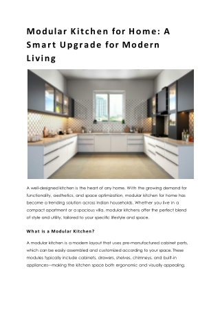 Modular Kitchen for Home_ A Smart Upgrade for Modern Living