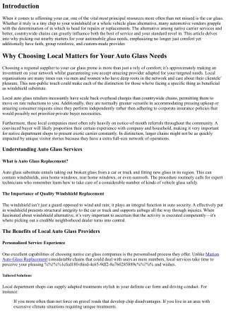 Why Choosing Local Matters for Your Auto Glass Needs
