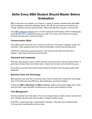 Skills Every BBA Student Should Master Before Graduation