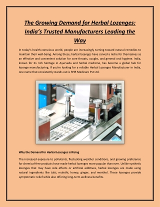 The Growing Demand for Herbal Lozenges: India’s Trusted Manufacturers Leading th