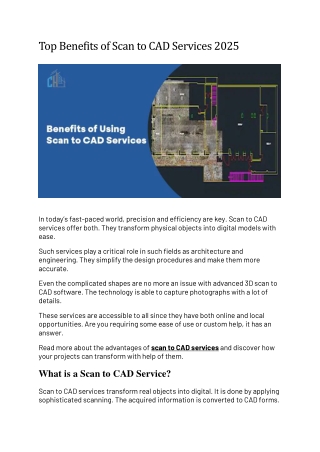 Top Benefits of Scan to CAD Services 2025
