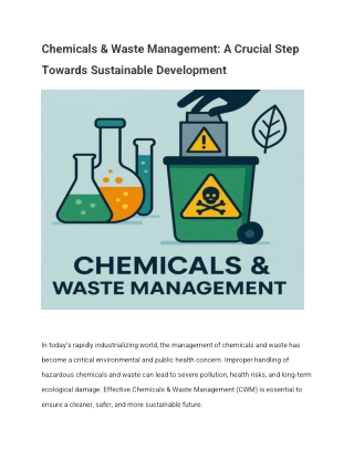 Chemicals & Waste Management: A Crucial Step Towards Sustainable Development