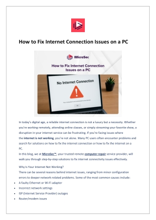 How to Fix Internet Connection Issues on a PC