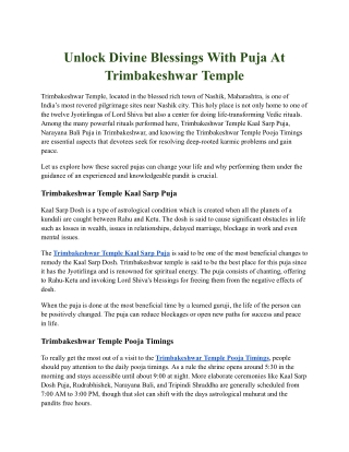 Unlock Divine Blessings With Puja At Trimbakeshwar Temple