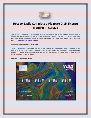 How to Easily Complete a Pleasure Craft License Transfer in Canada