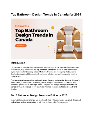Top Bathroom Design Trends in Canada for 2025