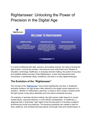 Rightanswer_ Unlocking the Power of Precision in the Digital Age