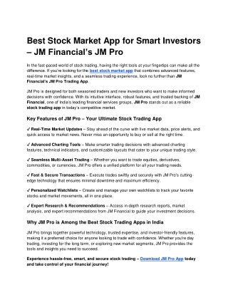 JM Financial’s  - JM Pro APp