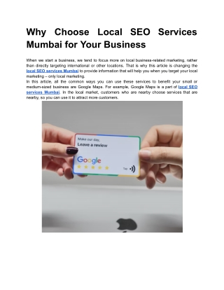 Why Choose Local SEO Services Mumbai for Your Business