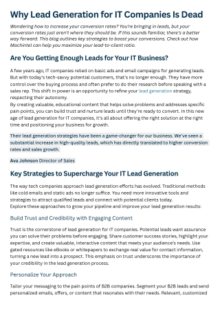 Lead Generation for IT Companies Is Dead