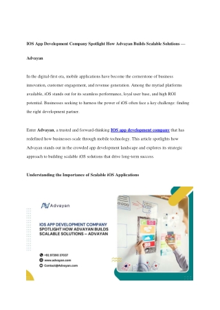 IOS App Development Company Spotlight How Advayan Builds Scalable Solutions — Advayan