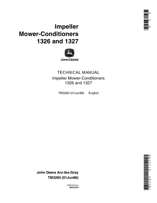 John Deere 1326 and 1327 Impeller Mower-Conditioners Service Repair Manual Instant Download
