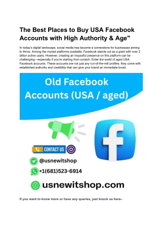 The Best Places to Buy USA Facebook Accounts with High Authority & Age_