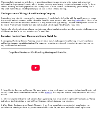 KCs Plumbing, Heating & Drains, Coquitlams Favored Plumbing Professionals