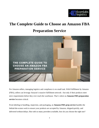 How to Choose the Right Amazon FBA Prep Service for Your Business