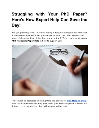 Struggling with Your PhD Paper_ Here's How Expert Help Can Save the Day!