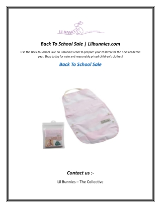 Back To School Sale  Lilbunnies